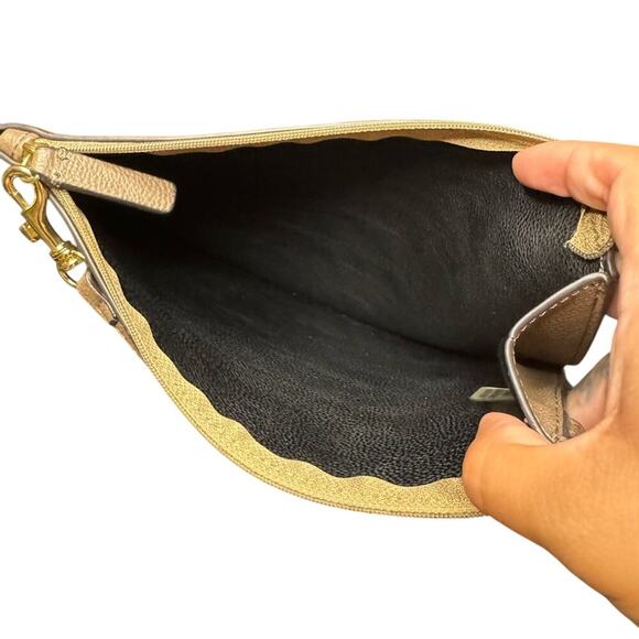 Calvin Klein Taupe Genuine Leather Wristlet Clutch Wallet Minimalist - Picture 4 of 4